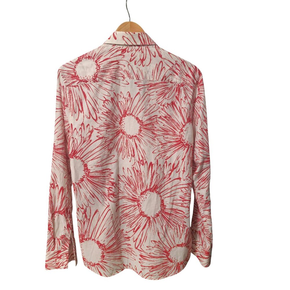 ZARA Man Off White Red Floral Button Down Shirt M Casual Streetwear Summer - Picture 5 of 11